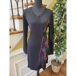 Emma G Brown Long Sleeve Flared Dress Large